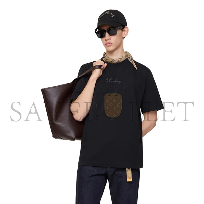 BURBERRY CHECK CURSIVE LOGO COTTON T-SHIRT 81191831